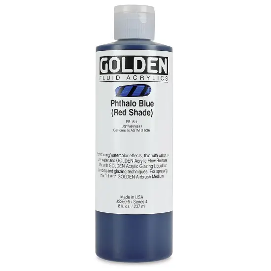 Golden Fluid Acrylics - Phthalo Blue (Red Shade), 8 oz bottle {2}