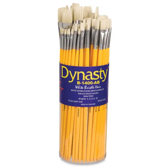 Dynasty Natural White Bristle Brush Set - Bright, Set of 60 {1}