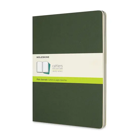 Moleskine Cahier Journals - 9-3/4" x 7-1/2", Blank, Myrtle Green, Pkg of 3 {1}