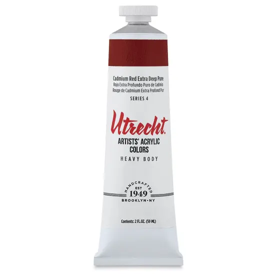 Utrecht Artists' Acrylic Paint - Cadmium Red Extra Deep, 2 oz tube {2}