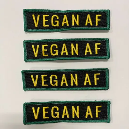 Patch Party Club &ldquo;Vegan AF&rdquo; Iron-On Embroidered Patch, Size 3.5&rdquo;x2&rdquo; {4}