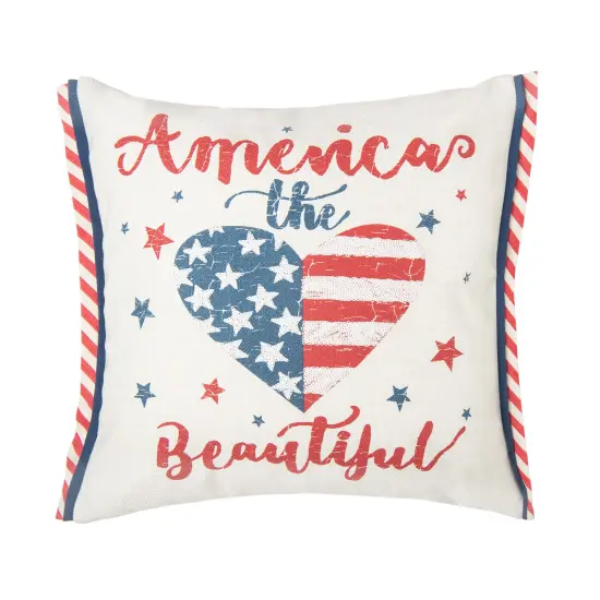 Patriotic "America the Beautiful" Embroidered Accent Throw Pillow, 18" x 18" {1}