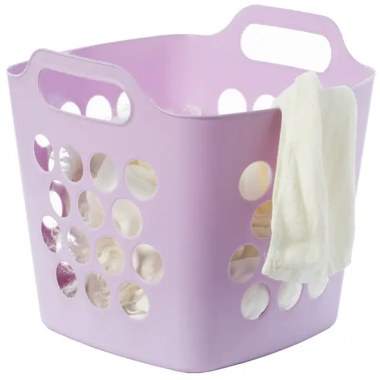 Flexible Plastic Laundry Basket - Square Storage Hamper with Side Handles for Easy Carrying - Versatile Organizer for Laundry, and Household Storage Small Purple {8}