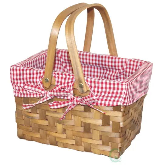 Vintiquewise Rectangular Basket Lined with Gingham Lining, Small (36) {1}