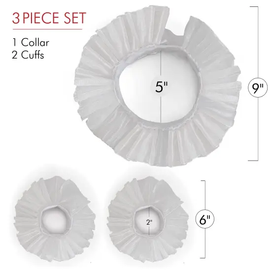 Renaissance Collar Cuff Set - Vintage White Neck Ruff and Wrist Ruffle Cuffs Costume Accessories Dress Up Kit {5}