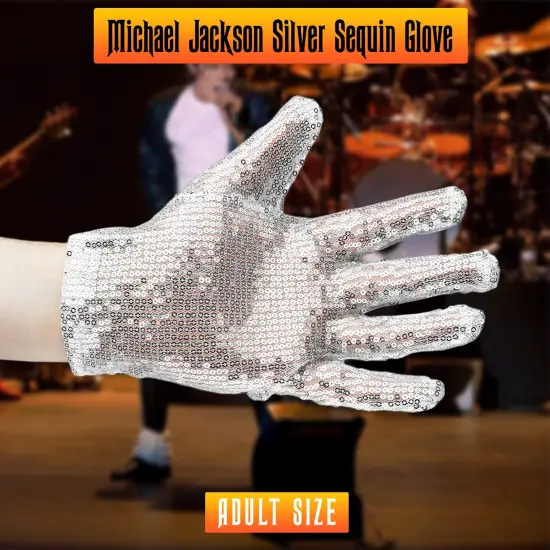 Michael Jackson Sequin Glove - White Right Handed Glove Costume Accessory - 1 Piece {3}