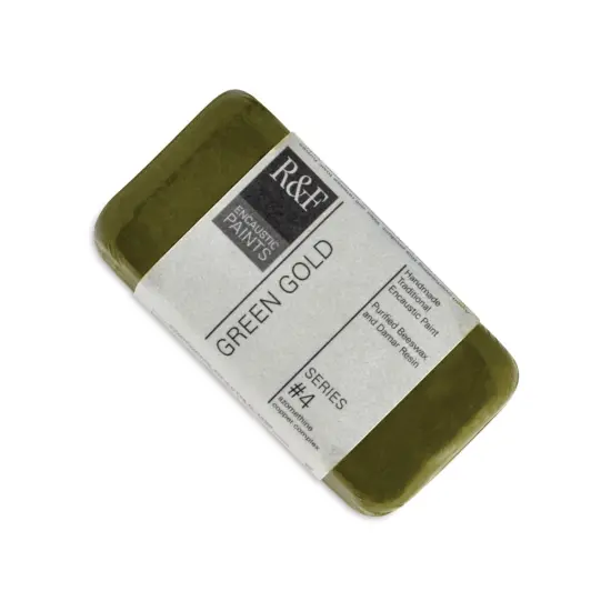 R&F Encaustic Paint Block - Green Gold, 40 ml block {1}