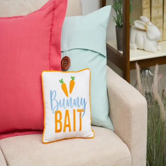 Easter "Bunny Bait" Embroidered Small/Petite Spring Themed Accent Pillow, 10" x 10" {3}