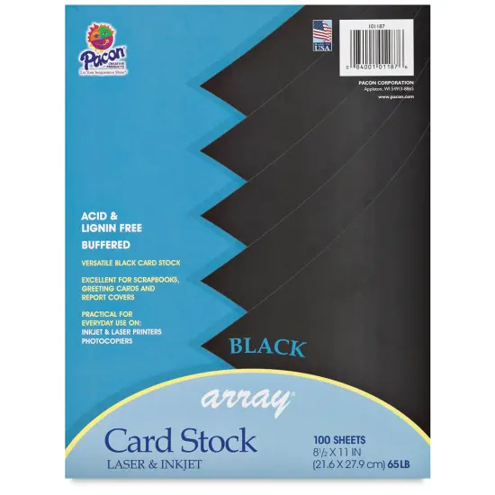 Pacon Card Stock - Black, 8-1/2" x 11", Pkg of 100 {2}