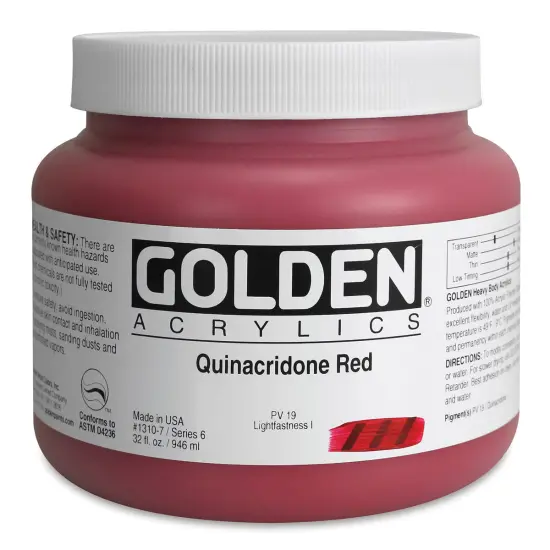 Golden Heavy Body Artist Acrylics - Quinacridone Red, 32 oz Jar {1}