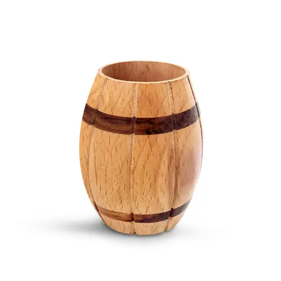 Decorative Wine Barrel Shaped Wooden Pen Holder for Office Desk, or Entryway {3}