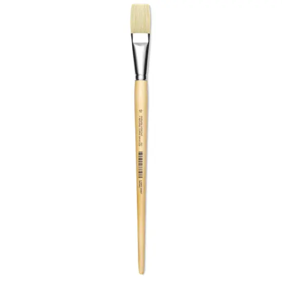 Utrecht Rhenish Pure Hog Bristle Brush - Flat, Size 12, Long Handle {2}