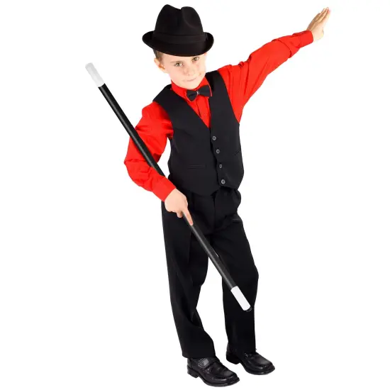 Skeleteen Black Cane 1920s Accessory - Theatrical Plastic Dance and Walking Canes Accessories with White Caps Prop for Adults and Children {4}