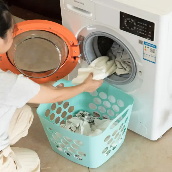 Flexible Plastic Laundry Basket - Square Storage Hamper with Side Handles for Easy Carrying - Versatile Organizer for Laundry, and Household Storage Small Green {3}