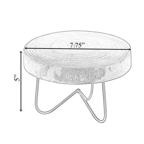 Decorative Natural Round Wood Tree Slice Serving Tray with Gold Metal Stand {4}