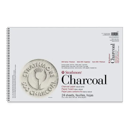 Strathmore 500 Series Charcoal Pad - 12" x 18", White, 24 Sheets {1}