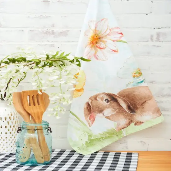 Floppy Ear Easter Bunny Rabbit Spring Printed Flour Sack Kitchen Dishtowel {5}