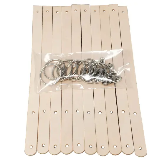 Vegetable-Tanned Leather Keychains DIY Kit &ndash; 10 Pack of 1/2" Blanks with Hardware {1}