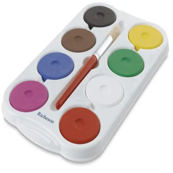 Richeson Tempera Cakes - Set of 8 with Tray and Brush, Assorted Colors, Large Cakes {2}