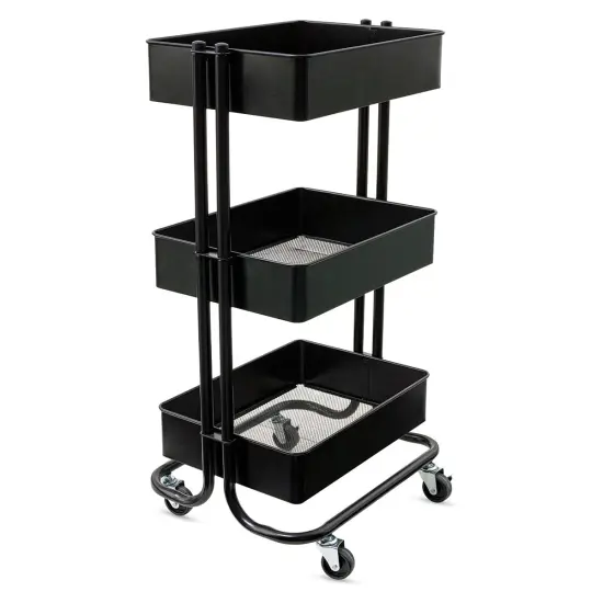 Blick 3-Tier Cart - Black, 32" H x 14-1/2" W x 17" D {1}