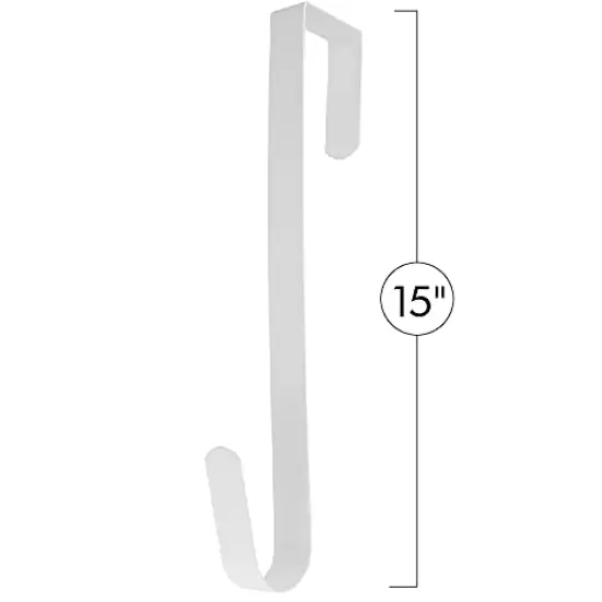 RN'D Over Door Wreath Hook - Thin Metal Overdoor Wreath Holder Seasonal Hanger for Front or Back Door (White, 15") {5}