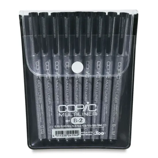 Copic Multiliner Pens - B-2, Black, Assorted Nibs, Set of 9 {1}