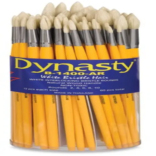 Dynasty Natural White Bristle Brush Set - Round, Set of 60 {2}