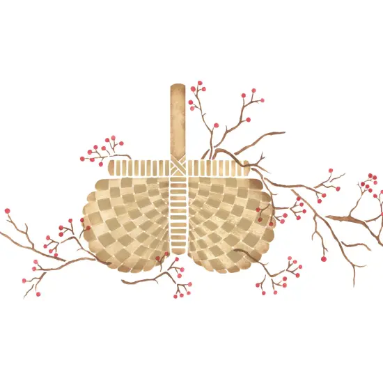 Egg Basket with Winterberry Wall Stencil | 3253 by Designer Stencils | Reusable Art Craft Stencils for Painting on Walls, Canvas, Wood | Reusable Plastic Paint Stencil for Home Makeover | Easy to Use & Clean Art Stencil {2}