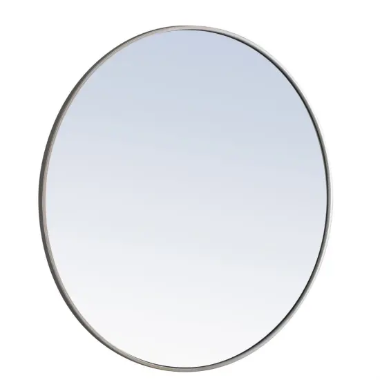 Metal frame Round Mirror 36 inch Silver finish {5}