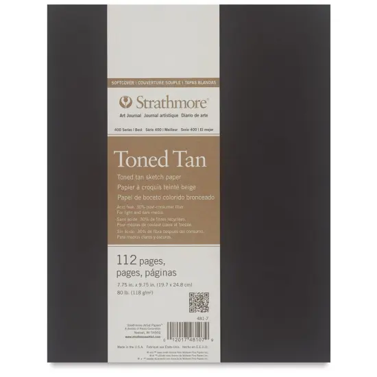 Strathmore Softcover 400 Series Toned Sketch Artist Journal - 9-3/4" x 7-3/4", Tan, 80 lb, 112 Pgs {1}
