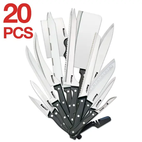 Ronco 20 Piece Knife Set, Full-Tang Handle, Professional Kitchen Knife Set {1}