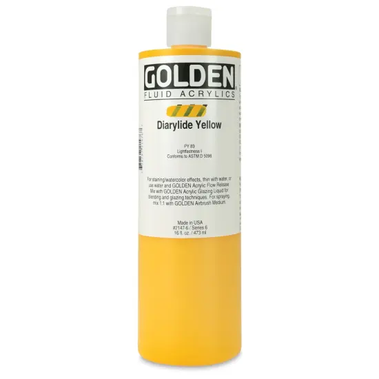 Golden Fluid Acrylics - Diarylide Yellow, 16 oz bottle {1}