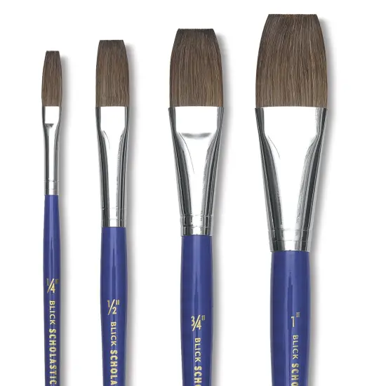 Blick Scholastic Ox Hair Brush Set - One-Stroke, Short Handle, Set of 4 {2}