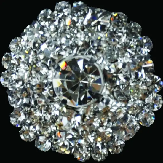 Belagio Rhinestone Shank Button, 1" Diameter, 1 Piece, Scalloped Cluster Design, Silver/Crystal {1}