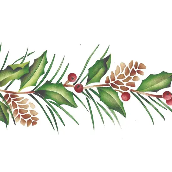 Pine and Holly Bough Wall Stencil | 3179 by Designer Stencils | Floral Stencils | {2}