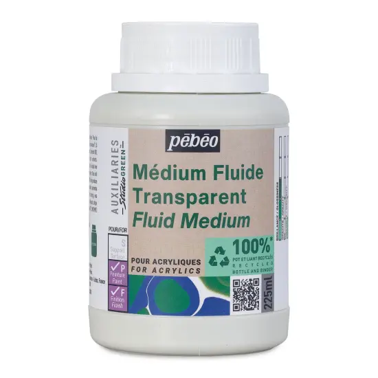 Pebeo Studio Green Transparent Fluid Acrylic Medium - 225 ml {1}