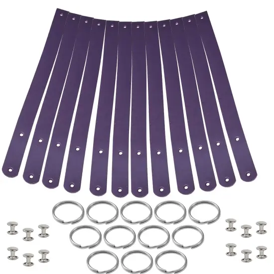 Blank Leather Keyrings 12 Pack &ndash; Pre-Cut Blanks with Hardware for Hot, Foil Stamping & Engraving Purple {1}