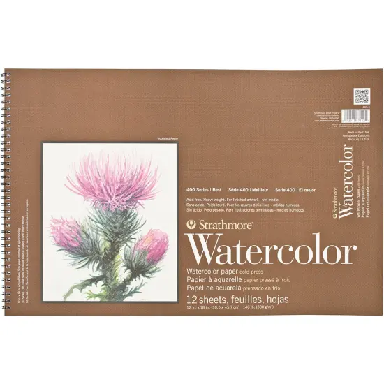 Strathmore Watercolor Paper Pad 12"X18"-140lb, Cold Press, 12 Sheets {1}