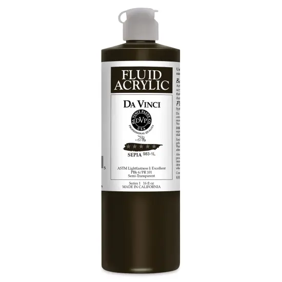 Da Vinci Fluid Acrylics - Sepia, 16 oz bottle {1}