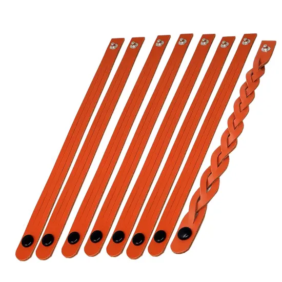 Mystery Braid Orange Leather Bracelets Kit - 8 DIY Leather Bracelets Braiding Ready - Made in USA {2}