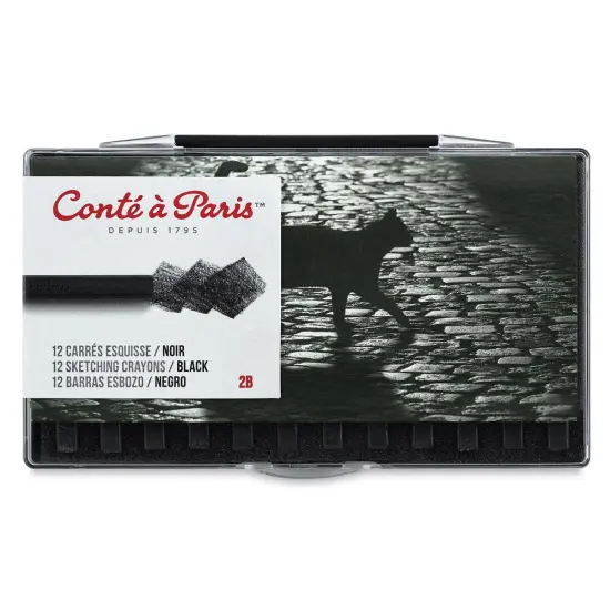 Cont&eacute; &agrave; Paris Sketching Pastel Carr&eacute;s - Black, 2B, Pkg of 12 {1}