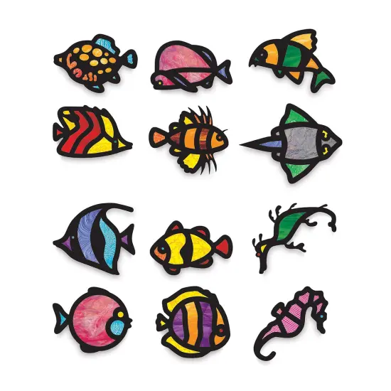 Roylco Stained Glass Frames Pack - Tropical Fish, Pkg of 24 {2}