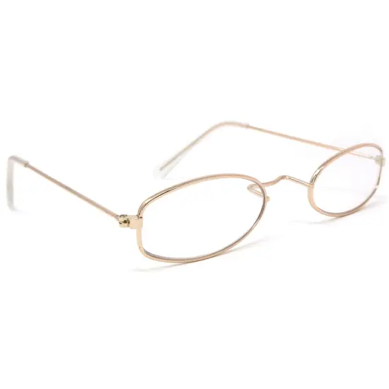 Old Man Costume Glasses - Gold Oval Granny Dress Up Eyeglasses - 1 Pair {1}