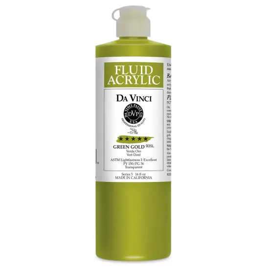 Da Vinci Fluid Acrylics - Green Gold, 16 oz bottle {1}