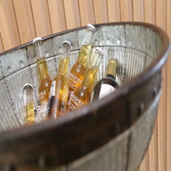 Galvanized Metal Beverage Cooler Tub with Stand {6}