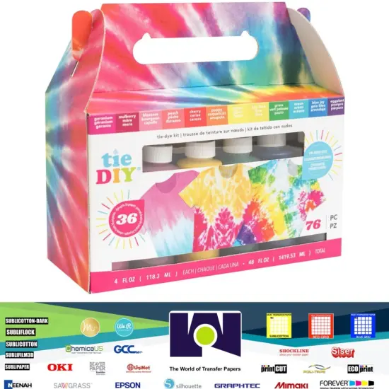 American Crafts Medium Tie Dye Kit 4oz 76/Pkg-12 Assorted Bright Colors 34003377 {1}