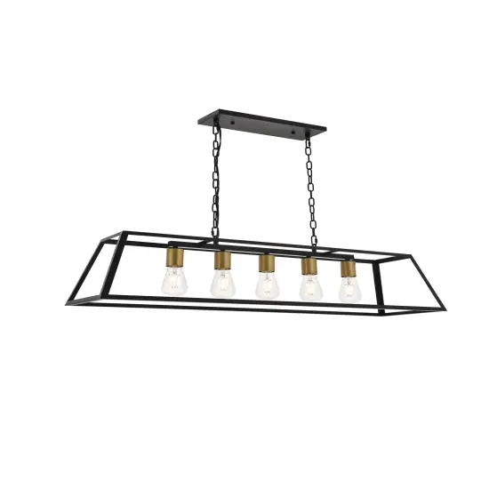 Resolute 5 light brass and black Pendant {6}