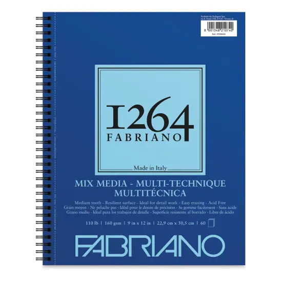 Fabriano 1264 Mixed Media Paper Pad - 12" x 9", 110 lb, 60 Sheets {1}