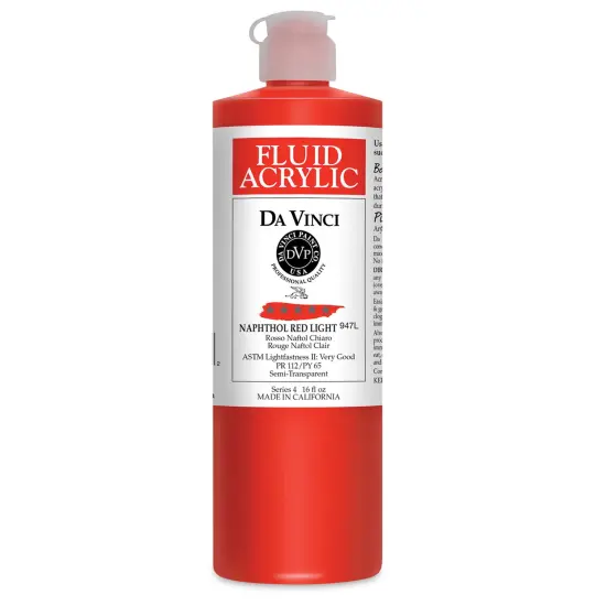 Da Vinci Fluid Acrylics - Napthol Red Light, 16 oz bottle {1}