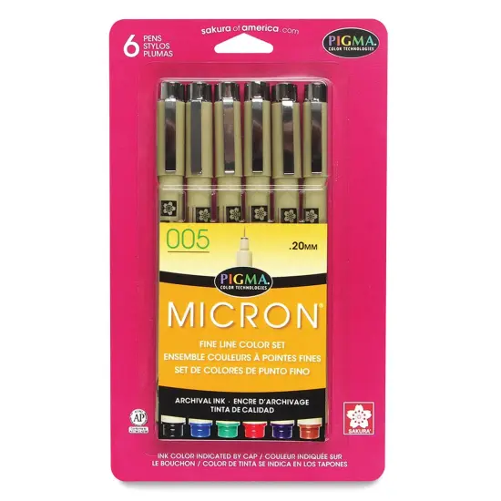 Sakura Pigma Micron Pens - Set of 6, Assorted Colors, 005 {1}